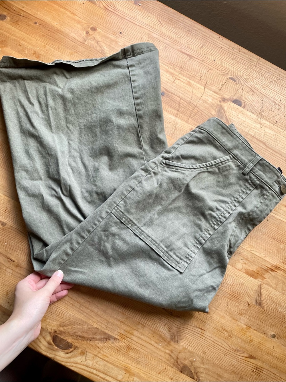 Forever 21 Cargo Khaki Wide Leg Trouser Pants
